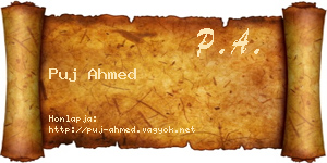 Puj Ahmed névjegykártya